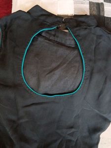 Black long dress with Teal Rose Print