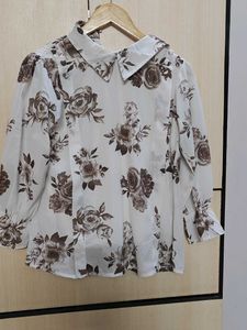 Chic Floral Print Peter Pan Collar top
