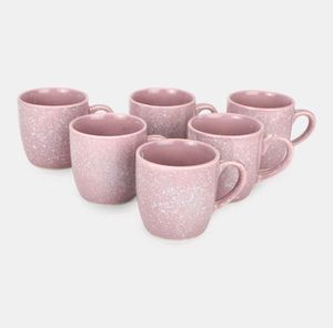 Set of 6 Pink Speckled Mugs