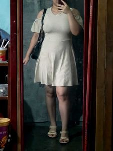 Beige nude Ribbed Bodycon Dress