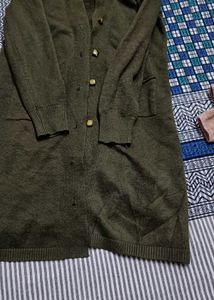 Olive Green Button-Down Cardigan