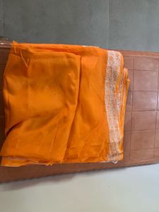 Vibrant Orange Silk Saree