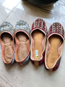 Embellished  Handwork Juttis - Set of 2 Pairs
