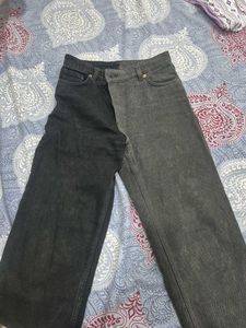 Unique Two-Tone Wide-Leg Jeans