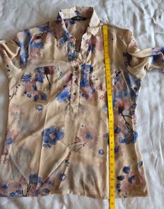 Sheer Floral Print Button-Up Shirt