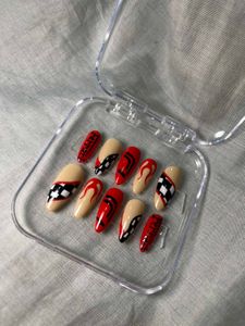 Racer Flame Press-On Nails 🔥🏁