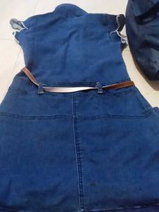 Cute Denim Dress with Floral Detail