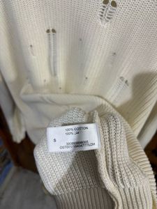 Nuon Westside Off White Distressed Knit Sweater