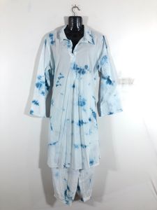 White&Blue Tie&Dye Kurta Set (Women’s)