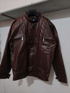 Men's Brown Leather Biker Jacket