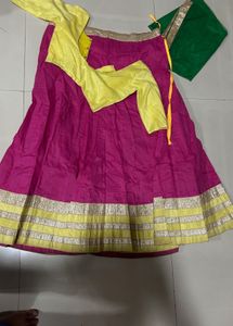Vibrant Pink &amp; Yellow Lehenga Choli Set