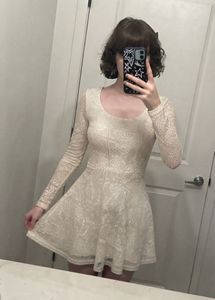 Cream Lace Fit & Flare Dress