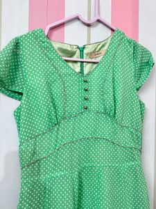Chic Green Polka Dot Dress
