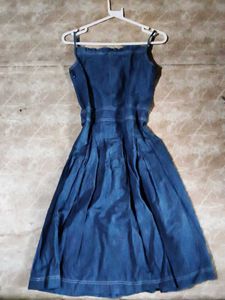 Blue Denim Fit &amp; Flare Dress
