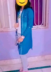 Denim Shirt Dress with Embellishment