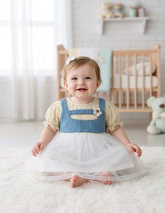 Baby Girl Denim Pinafore Dress with Tulle Skirt