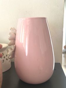 Pink Vase with White Flowers