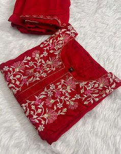 Red Embroidered Kurta Set