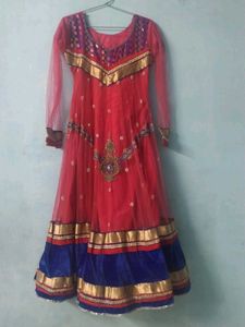 Stunning Red &amp; Blue Embroidered gown