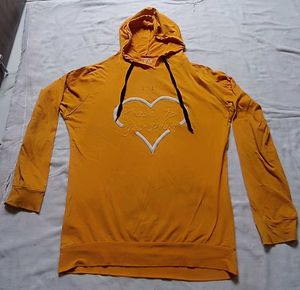 Yellow Heart Print Hoodie