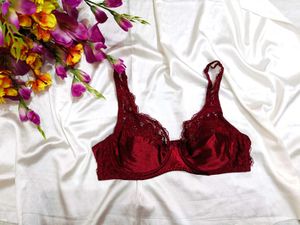 🇳🇿💫🎀 silky satin marron Lace Trim Bra
