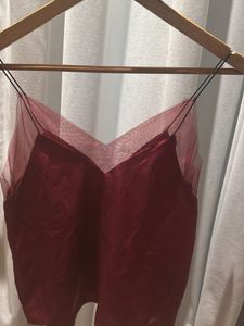 Chic Sheer Overlay Satin Camisole in S
