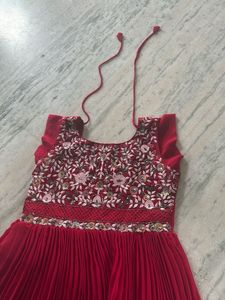Elegant Red Embroidered Gown