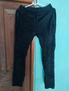 length 38,Soft Black Textured Pants