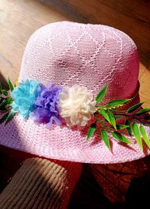 Pink Floral Accent Hat