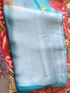 Blue Floral Print Saree