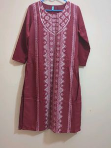 Maroon Embroidered Kurta