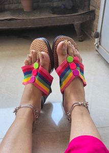 Vibrant Rainbow Flip Flops