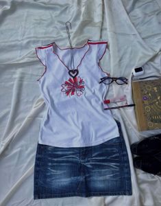 Cute White Top With Red Trim