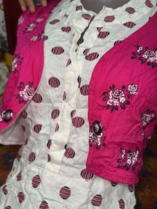 Chic Polka Dot Ethnic Gown with Bolero