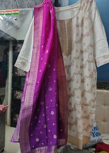 pure dola silk banarasi top n 2 duppatas