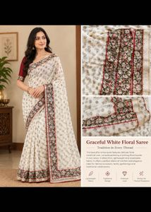 Graceful White Floral Saree