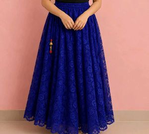 Royal Blue Lace Ethnic Skirt