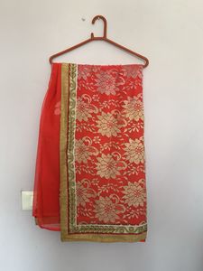 Elegant Red Embroidered Saree
