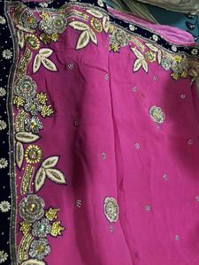 Elegant Pink Embellished Saree