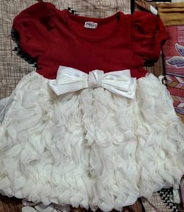 Red & White Baby Dress with Bow
