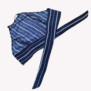 Navy and White Striped Halter Top M