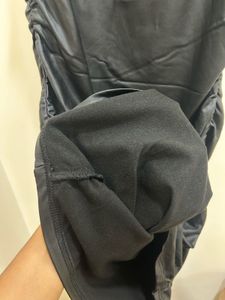 Leather type Black Ruched Mini Dress