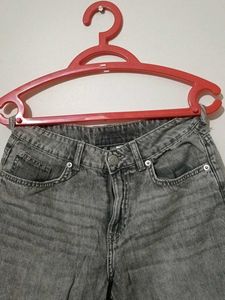 Women's Grey Wide-Leg Jeans