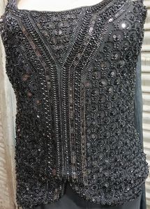 Black ajustable indo western crop top with skirt