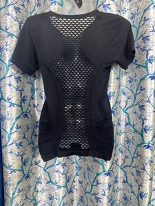 Black Mesh Cut-Out compression Tee