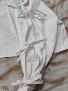 White Cropped Shirt with Balloon Sleeves BRAND NEW
