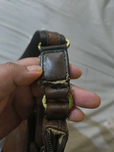unisex Brown Leather Crossbody Bag