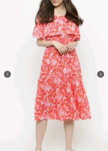 Floral Print Off-Shoulder Midi Dress