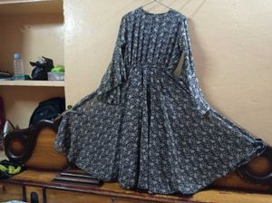 Elegant Black &amp; White Printed Gown