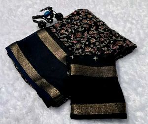Elegant Black Embroidered Saree